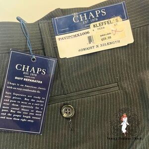 NWT Chaps 40W 32L Men’s Black Pinstripe Pants